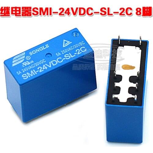 5pcs/lot Relay SMI-24VDC-SL-2C 8 feet DC24V 5A 240VAC two open two closed