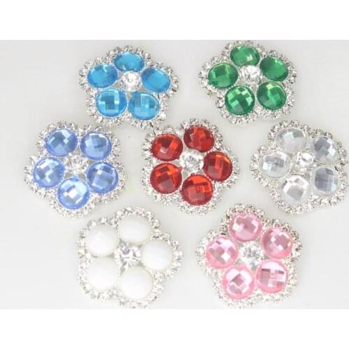 5PC Time-limited Special Offer 27mm Flower Shape Acrylic Rhinestone Shank Buckle Invitation Ribbon Slider For Home Decoration