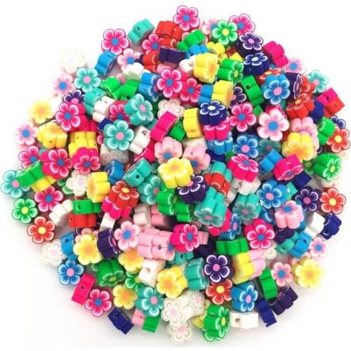 50pcs10mm Plum Blossom Polymer Clay Spacer Loose Beads for Jewelry Making DIY Bracelet Accessories