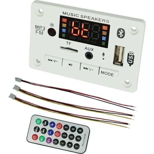 2020 Bluetooth 5.0 Receiver Car Kit MP3 Player Decoder Board Color Screen FM Radio TF USB 3.5 Mm AUX Audio USB AUX TF Radio