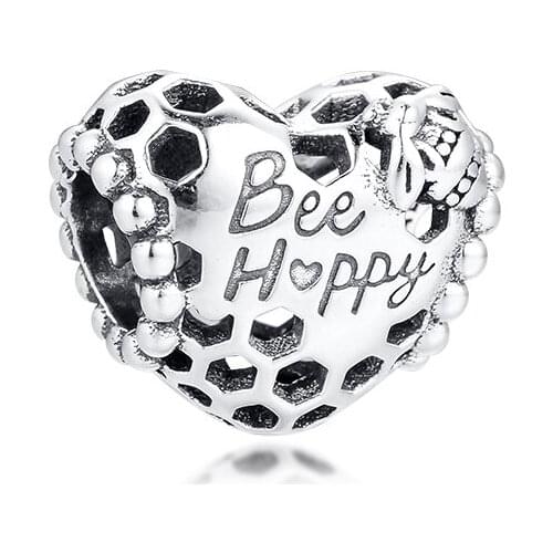 CKK Fit Pandora Bracelet 925 Sterling Silver Metal Beads Bee Happy Honeycomb Heart Charms Women DIY Jewelry Making Wholesale