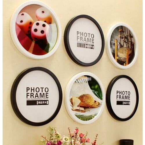 Hot Sales DIY Wooden Photo Frames Mounted Hanging Picture Round Photo Frame Living Room Decor Wall Frames Gifts Art Picture