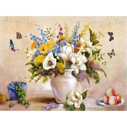 DIY Digital Painting By Numbers white vase oil painting mural Kits Coloring Wall Art Picture Gift frameless