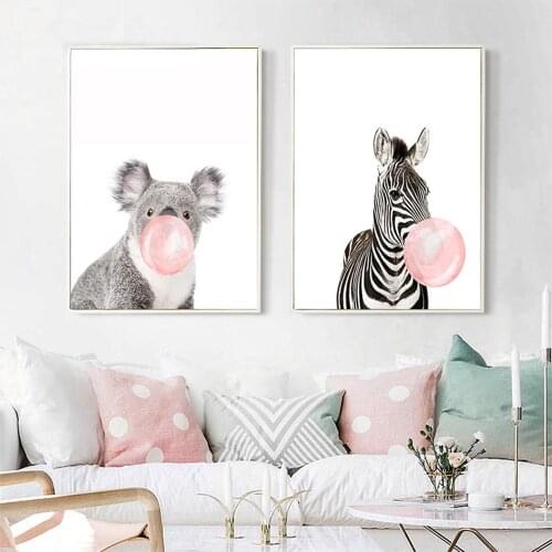 Animal Posters and Prints Giraffe Zebra Canvas Art Painting Nordic Simple Style Wall Art Nursery Decor Picture Kids Room Decor