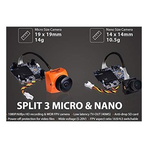Runcam Swift 2 600TVL FPV camera 2.1 mm lens 165 degrees OSD WDR DC NTSC integrated MIC