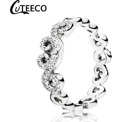 CUTEECO 2019 New Magical Love Heart Zircon Rings for Women Wedding Ring Engagement Fashion Jewelry Valentines Day Gift