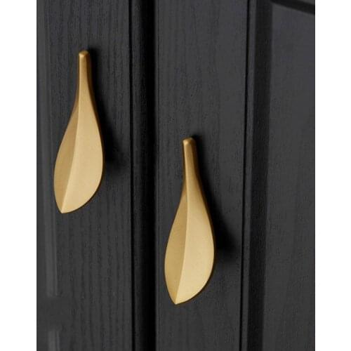 Creativity Personality Leaves Cabinet Door Bathroom Handle Drawer Wardrobe Hardware Luxury Cabinet Furniture Handle Decoration