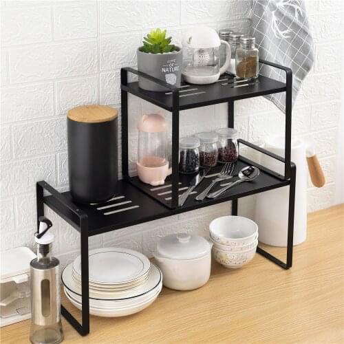 Kitchen Countertop Layered Shelf Desktop Storage Rack Cabinet Rack Inner Compartment Divider Pot Rack Kitchen Closet Organizer