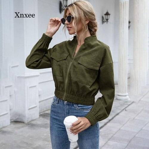 Solid Long Sleeve Coat Spring Autumn Clothing Fashion Women Jacket Solid Colors Outerwear Pocket Female Casual Short Coats
