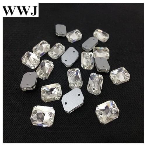 Flatback Rectangle Octagon Sew On Stone Crystal Clear 2holes 10x14,13x18,18x25mm Sewing Glass Crystal Beads For Dress Or Jewelry