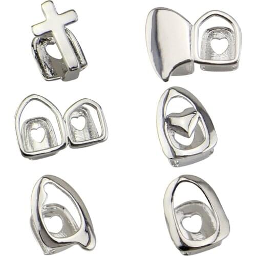 1PC Single Tooth Hip Hop Cross Gold Grills Rapper Geometric Teeth Caps Body Jewelry Men Women Cosplay Prop Teeth Dental Grillz