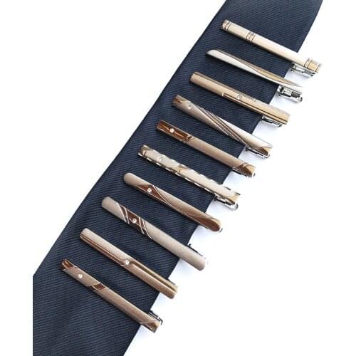 Men Fashion Business Plain Gold Stainless Steel 5CM Skinny Tie Clip Clasp Pins BWTHZ0505