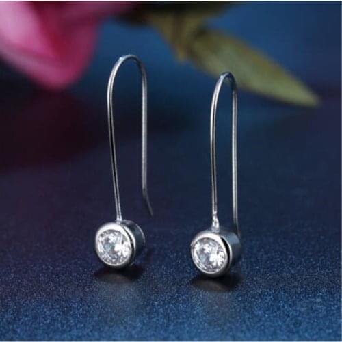 New Fashion Popular 925 Sterling Silver Jewelry Personality U-shaped Crystal Hypoallergenic Female Dangle Earrings SE252