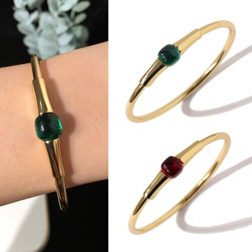 Top Quality 8 Colors Style Original Crystal Single Stone Gold Silver Color Bangle&Bracelets For Women Best Gift