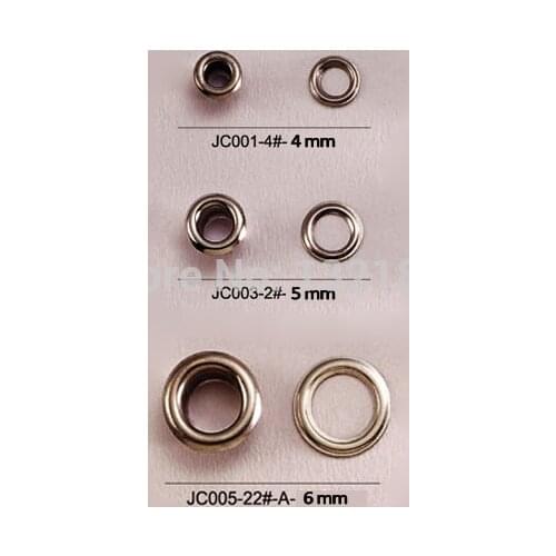 Wholesale 500sets/lot metal brass eyelets with washer 4/5/6mm small round metal grommets nickle color free shipping JY-001