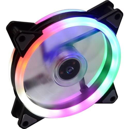 Pohiks 1PC 12cm PC Computer Cooler Colorful LED Silent Cooling Fan Chassis Fans 52CFM DC 12V 3pin/4pin Connector 6 Colors