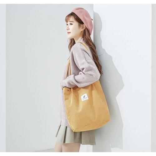 Bags for Women 2021 Corduroy Shoulder Bag Reusable Shopping Bags Casual Tote Female Handbag for A Certain Number of Dropshipping