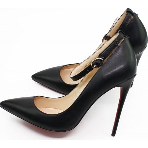 Autumn Womens Pumps Shoes Sexy Black Women Thin High Heels Elegant Office Women Genuine Leather Pointed Toe Luxury Shoes D027A