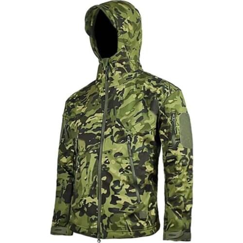 Jungle Camouflage Military Jackets Outdoor Shark Skin Windproof Waterproof Windbreaker Fleece Warm Tactical Jacket Hunt Clothing