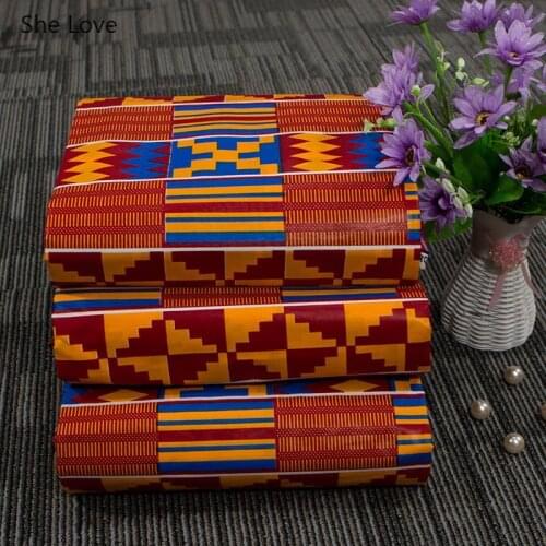 Chzimade 1Yard Ankara African Real Wax Fabric Plaid Printed Plaid Cotton Fabric For Women Party Dress Making Diy Home Decoration