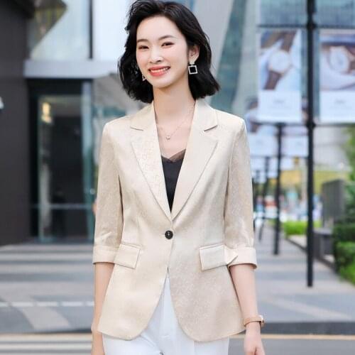 2021 New Fashion Styles Half Sleeve Formal Blazers Jackets Coat Spring Summer Women Business Work Wear OL Styles Outwear Tops