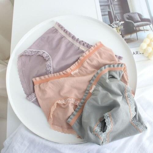 Womens Underwear Corset Lace Edge High Elastic Seamless Transparent Chiffons Panties For Girl Sexy Lingerie Cotton Period Thong