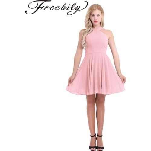 2019 Women Ladies Summer Chiffon A-Line Dress Criss-cross Shoulder Straps Lace Floral Chiffon Elegant Formal Wedding Party Dress