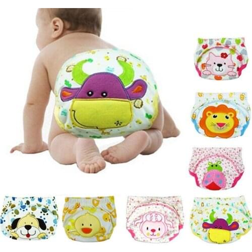 1Pcs Baby Panties Infant kids Animal Cartoon Ruffle Panties Briefs Diaper Cover Pants High Quality Washable diaper K0014