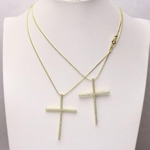 10 Pcs Tiny Cross pendant necklace zirconia pendant Boxes chain accessories for women necklace for women New design 7394
