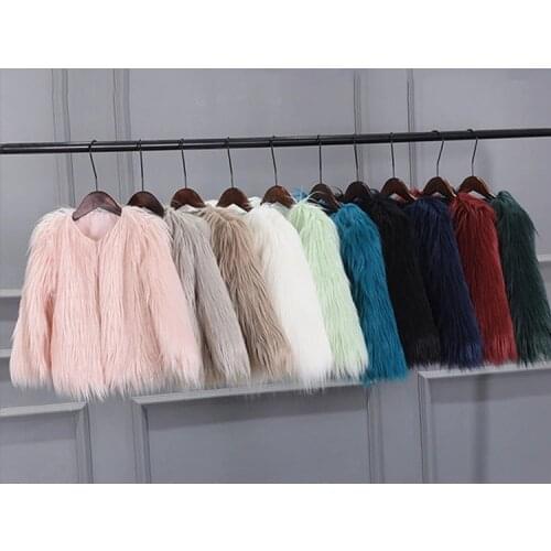11Colors For Children Girls Faux Fur Jackets 2-10Yrs Teenagers Princess Party Coat Warm Autumn Winter Clothing Outfits
