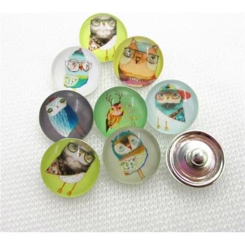 20pcs/lot Mix Cute Animals Owl Snap Buttons Diy 18 mm Snap Jewelry Pendants Bracelet&Bangles Snap Charms