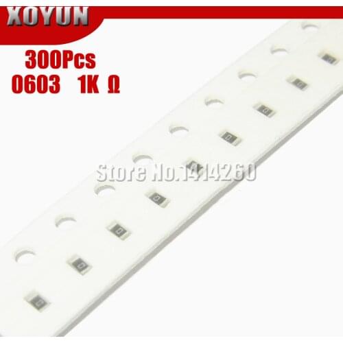 300PCS 0603 Chip Fixed Resistor SMD Resistor 1% 1K ohm 102