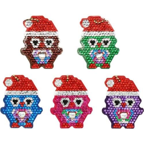 5pcs DIY Full Drill Diamond Painting Special-shaped Xmas Christmas Decoration For Home Penguin Key Chains
