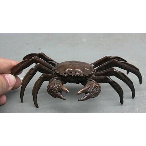 6" Folk Chinese Lucky Pure Bronze Copper Wealth Crab Decor Art Sculpture Statue