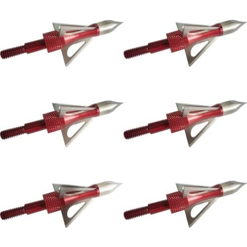 6Pcs Red Chase Broadheads 100Grain with 3 Fixed Sharp Blade 3 Broadhead for Crossow/Longbow Hunting