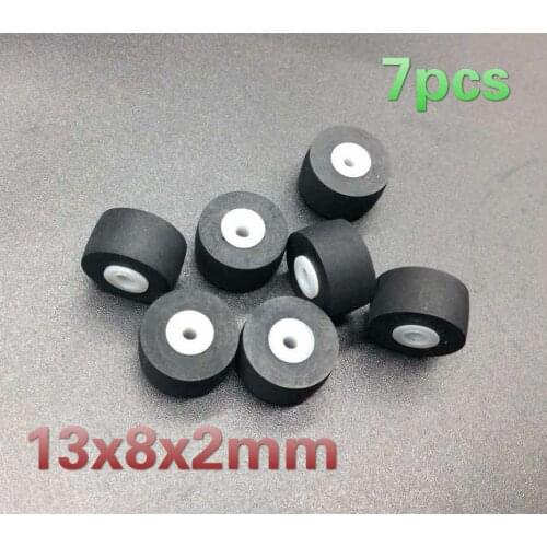 7pcs 13mmx8x2 for walkman wheel belt pulley rubber audio pressure recorder cassette deck pinch roller tape Stereo player