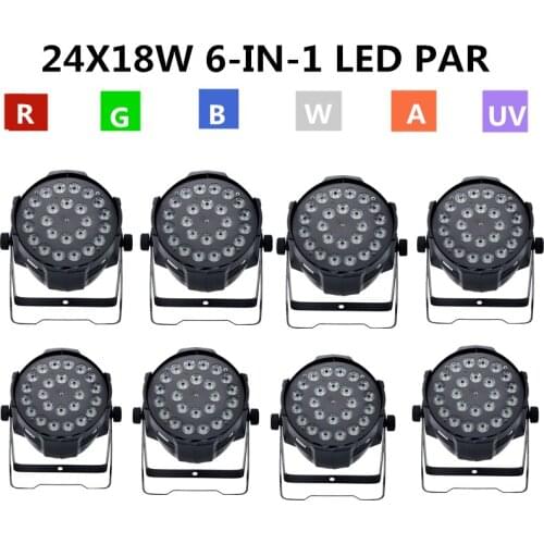 8PCS/ 24X18W RGBWA+UV LED PAR Light dmx512 control DJ light professional stage equipment led wash light