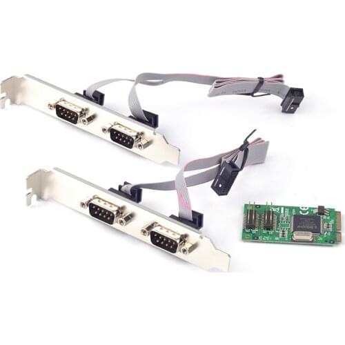 Mini PCIe to Serial RS-232 port DB9 Adapter 4 ports RS232 to Mini PCI-e Card MosChip chipset converter card