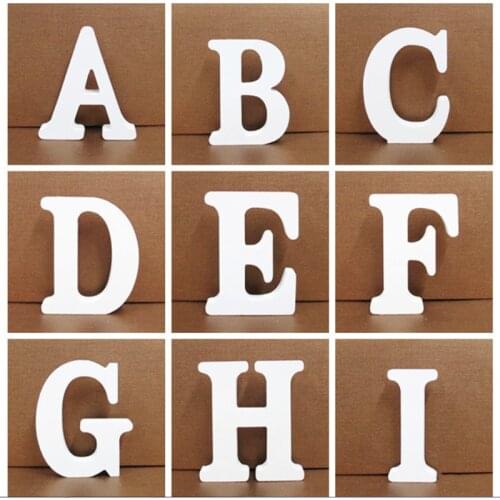 DIY 10CM White Wooden Letter English Alphabet Personalised Name Design Art Craft Free Standing Wedding Party Home Decor New Year