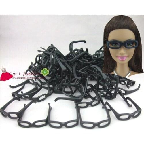 Free shipping 10pcs/set doll accessories black glasses for barbie doll