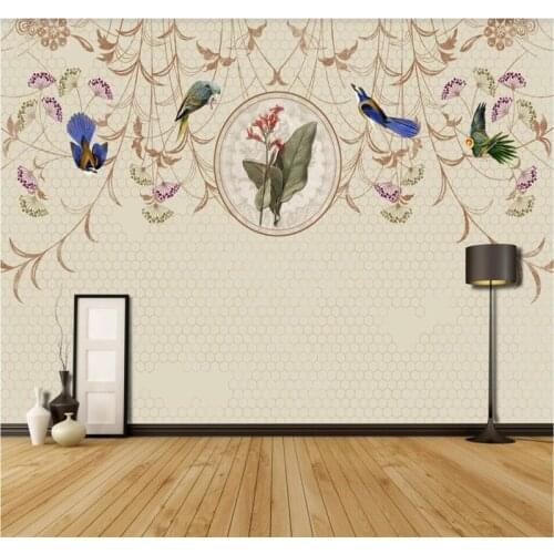 XUE SU Large custom mural wallpaper hand-painted flowers and birds new Chinese retro background wall wall covering
