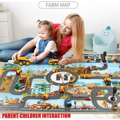 Large Traffic Map Kids Play Mat for Baby Learning Traffic Vehicles Montessori Toys for Childrens Mat Boy Girl Education Gifts