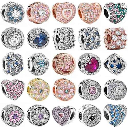Sparkle Arm Candy Daisy Meadow Clover Heart Elevated Stars Charm 925 Sterling Silver Beads Fit pandora Bracelet DIY Jewelry
