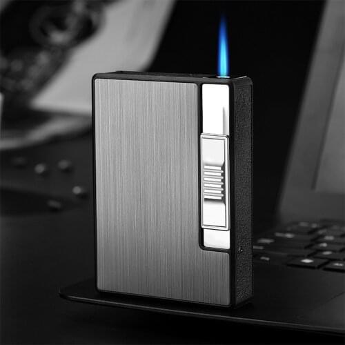 Automatic Cigarette Case 10pcs Capacity Cigarettes Box Metal Windproof Lacquer Cigarette Case Holder Refillable Gadgets For Men