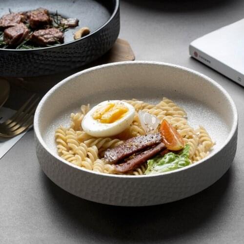FANCITY Japanese retro kiln ceramic tableware round bowl soup bowl noodle bowl salad bowl vegetable bowl creative consumer and c