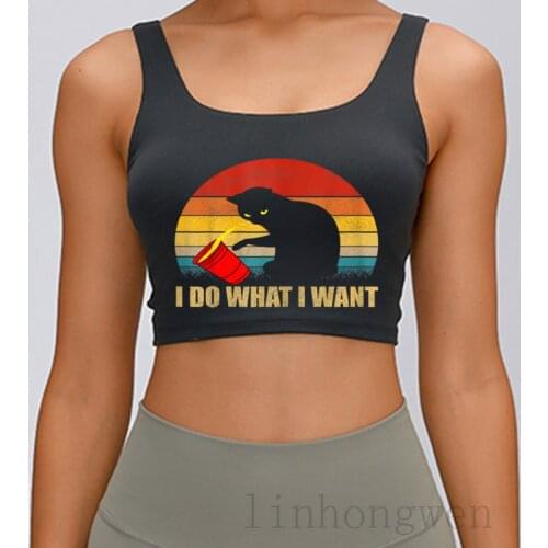I Do What I Want Cat Tank Top Graphic Letters Spring Autumn Funny Round Collar Homme Design Top Tee Vest