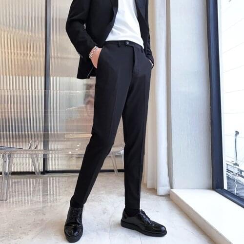 Korean Business Dress Pants Men Office Social Trousers Solid Colors Casual Wedding Suit Pants Fashion Pantalon Homme Classique