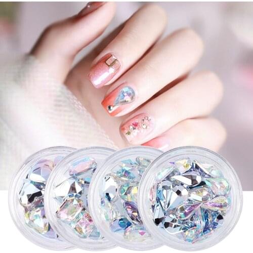 10Pcs Mixed Shape Ab Crystal Rhinestones for Nails Decoration 3D Nail Art Rhinestones Glass Stones Nail Jewelry Decorations