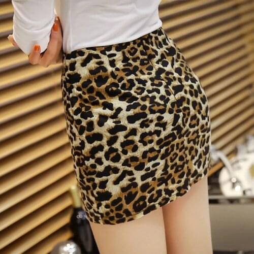 Leopard women clothing mini skirts minifalda luipaard pencil kokerrok jupe crayon plus size plastic sexy skirt autumn 2018 3xxl