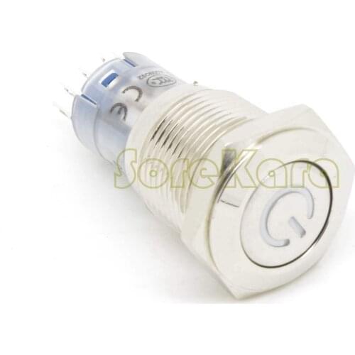 16mm Mounting Stainless Steel 3/6/12/24/110/220V 1NO 1NC/2NO 2NC LED Multicolor Pushbutton Switch